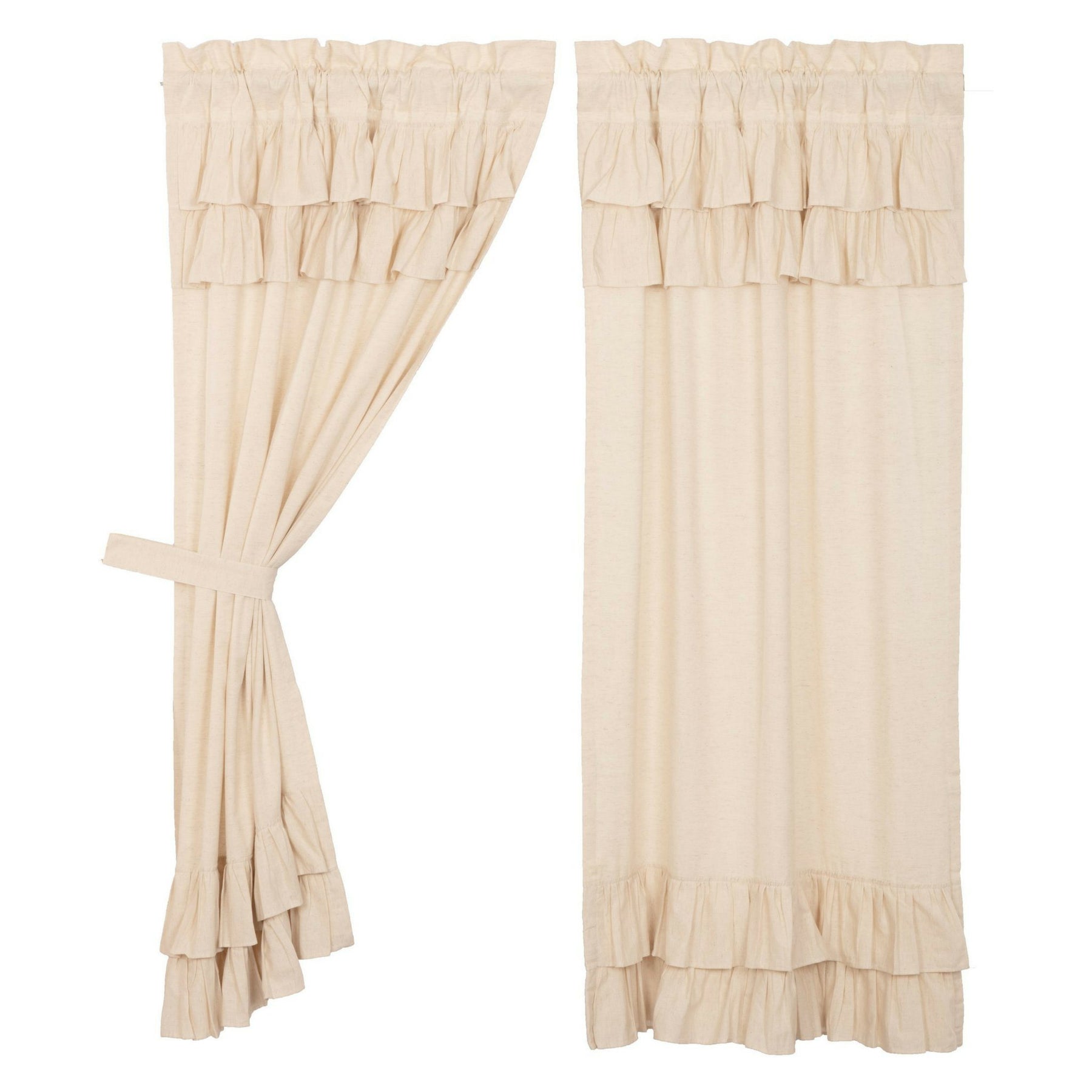 Simple Life Flax Natural Ruffled Short Panel Curtains 63