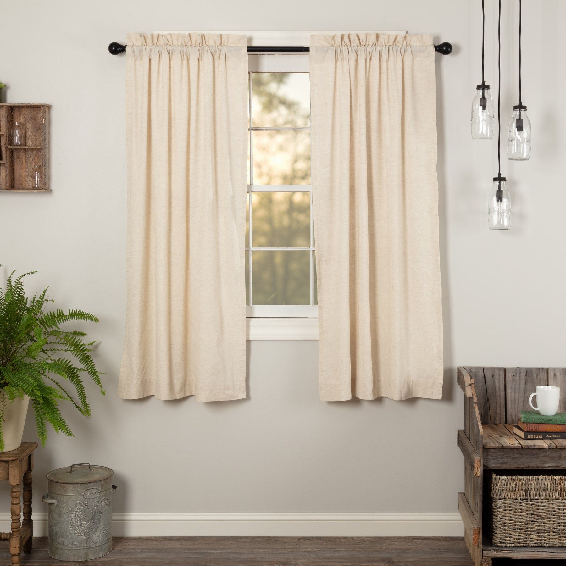 Simple Life Flax Natural Short Panel Curtains 63