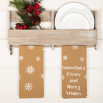 Snowflake Burlap Snowflake Kisses Tea Towel - Set of 2 - Primitive Star Quilt Shop