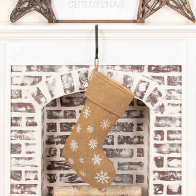 Snowflake Burlap Stocking 12x20" - Primitive Star Quilt Shop