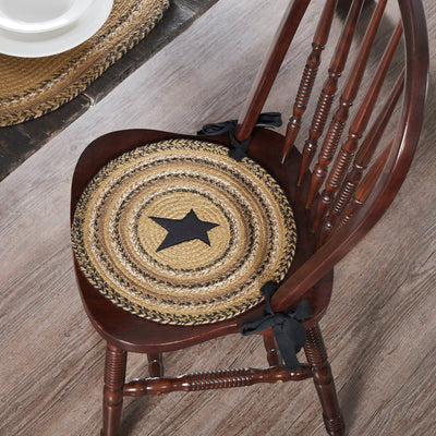 Kettle Grove Star Braided Chair Pad 15" - Primitive Star Quilt Shop