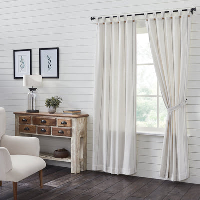 Stitched Burlap White Lined Panel Curtains 84" - Primitive Star Quilt Shop