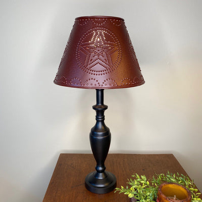 Stonecreek Black Lamp with Burgundy Star Metal Shade - Primitive Star Quilt Shop