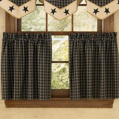 Sturbridge Black Lined Tier Curtains 36" - Primitive Star Quilt Shop