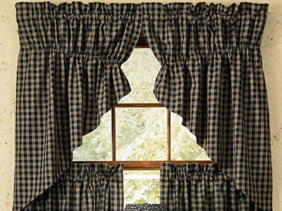 Sturbridge Black Lined Prairie Swag Curtains - Primitive Star Quilt Shop