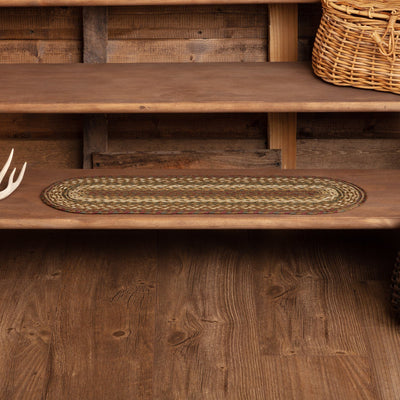 Tea Cabin Oval Braided Stair Tread Latex Backed 8.5x27" - Primitive Star Quilt Shop