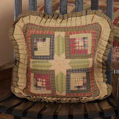 Tea Cabin Quilted Pillow 16" Filled - Primitive Star Quilt Shop