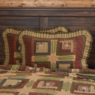 Tea Cabin Quilted Standard Sham 21x27" - Primitive Star Quilt Shop