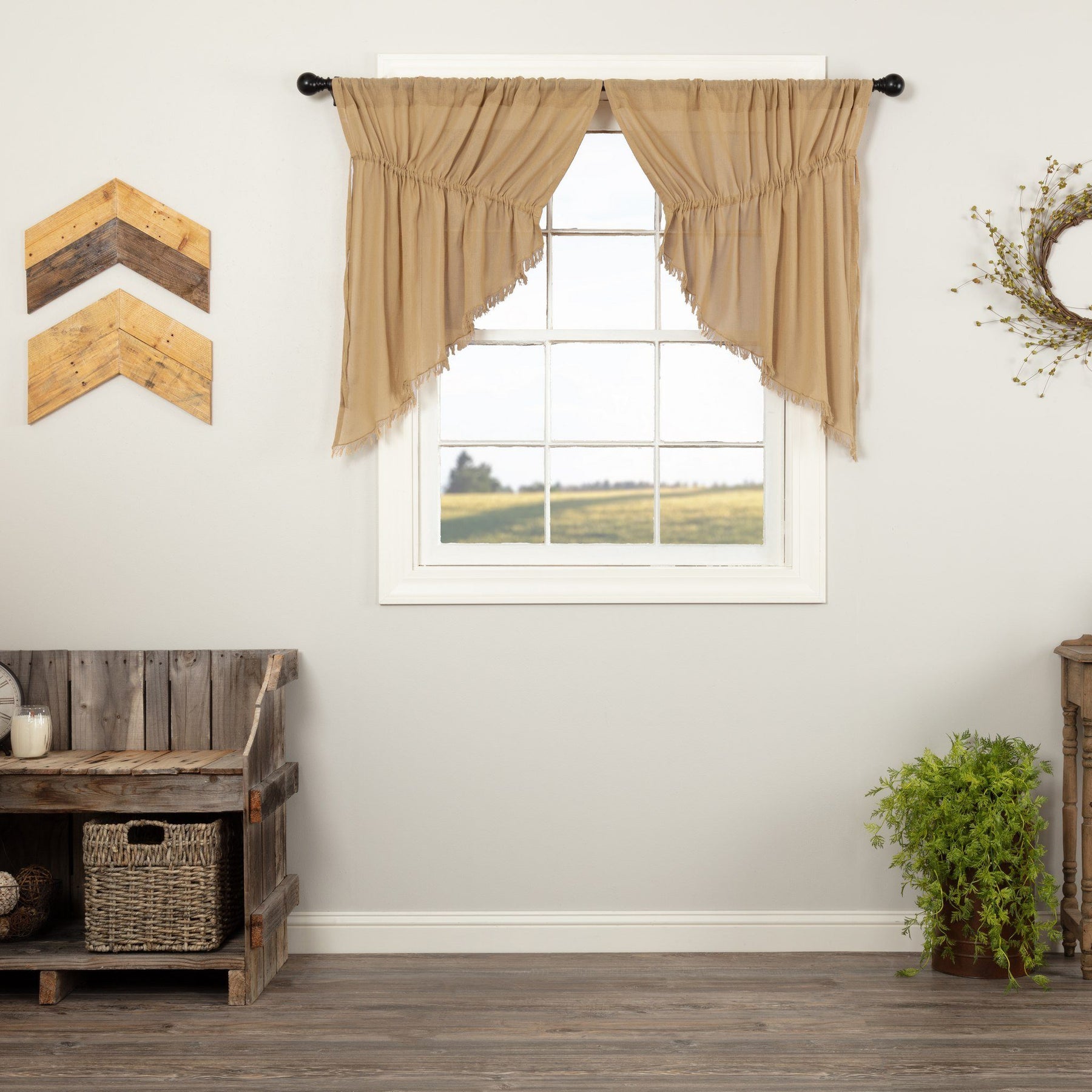 primitive tobacco cloth curtains Panel The Tobacco Cloth Curtain Collection is inspired by historically accurate samples Tobacco Cloth Khaki Tier Fringed