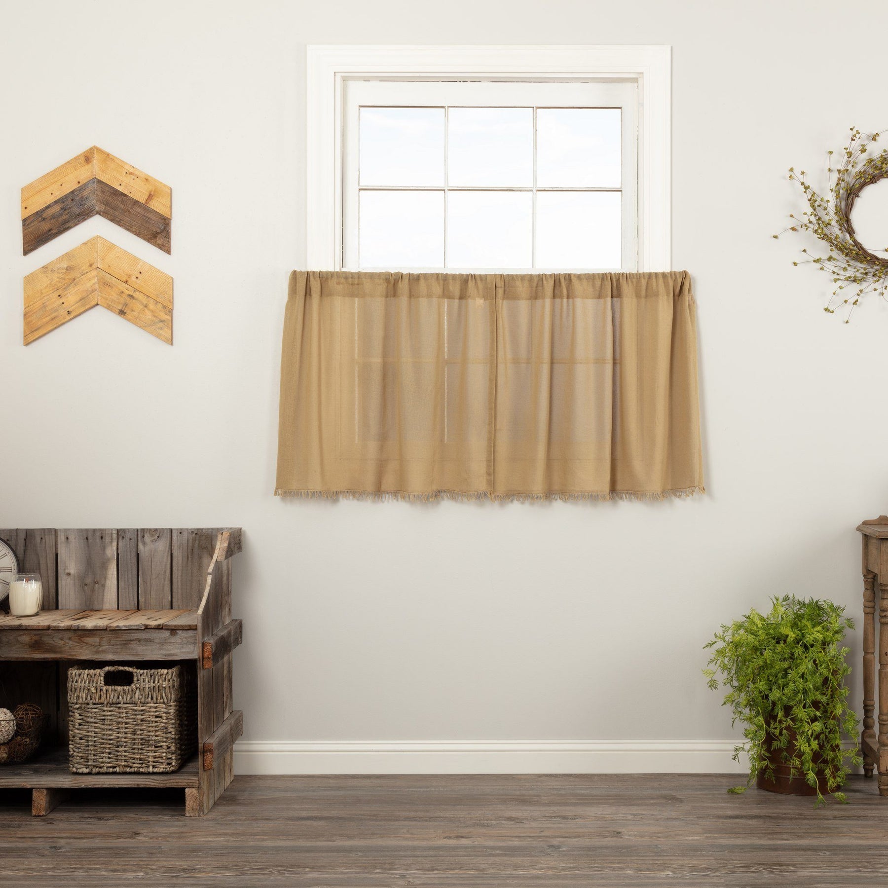 Tobacco Cloth Khaki Tier Fringed Set of 2