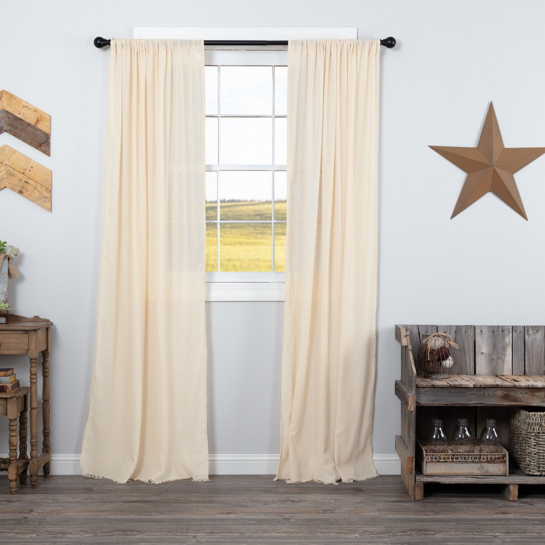 Tobacco Cloth Fringed Panel Set Natural