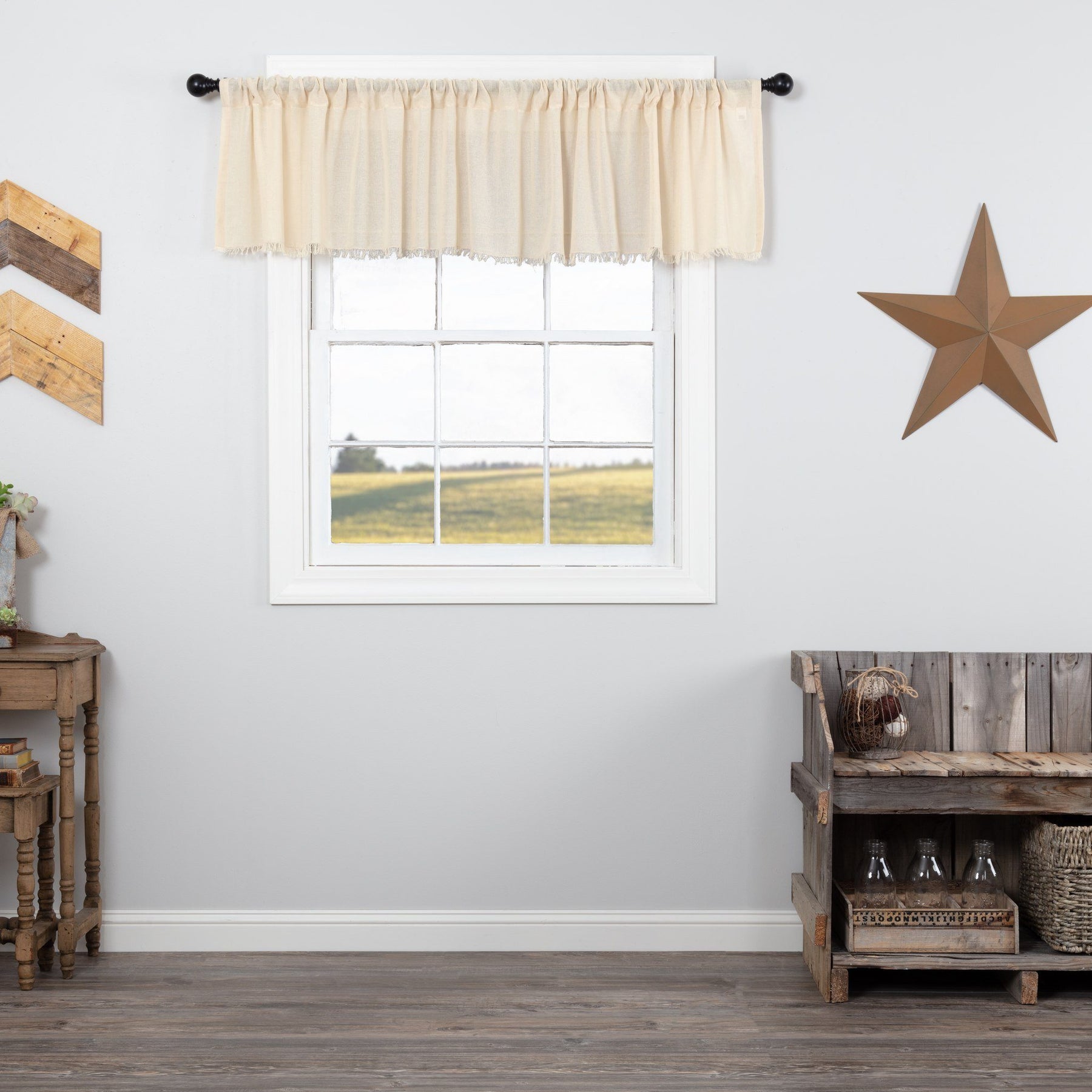 tobacco cloth valances Curtains The airy Tobacco Cloth Fringed Valance