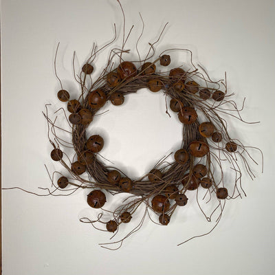Wispy Twig Wreath with Rusty Bells 18" - Primitive Star Quilt Shop