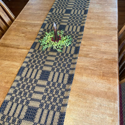 Westbury Black and Mustard Woven Table Runner 56" - Primitive Star Quilt Shop