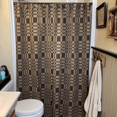 Westbury Black and Tan Woven Shower Curtain - Primitive Star Quilt Shop