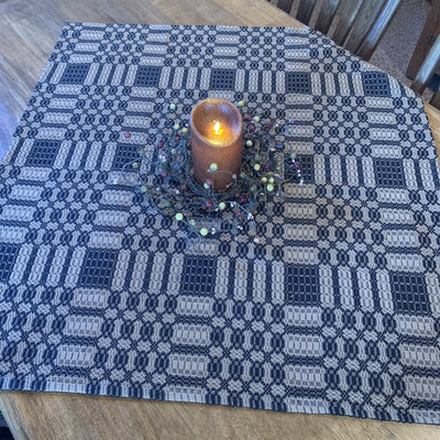 Westbury Black and Tan Woven Small Table Cloth 34" - Primitive Star Quilt Shop