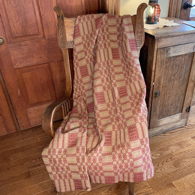 Westbury Cranberry and Tan Woven Throw - Primitive Star Quilt Shop