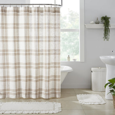 Wheat Plaid Lined Shower Curtain - Primitive Star Quilt Shop