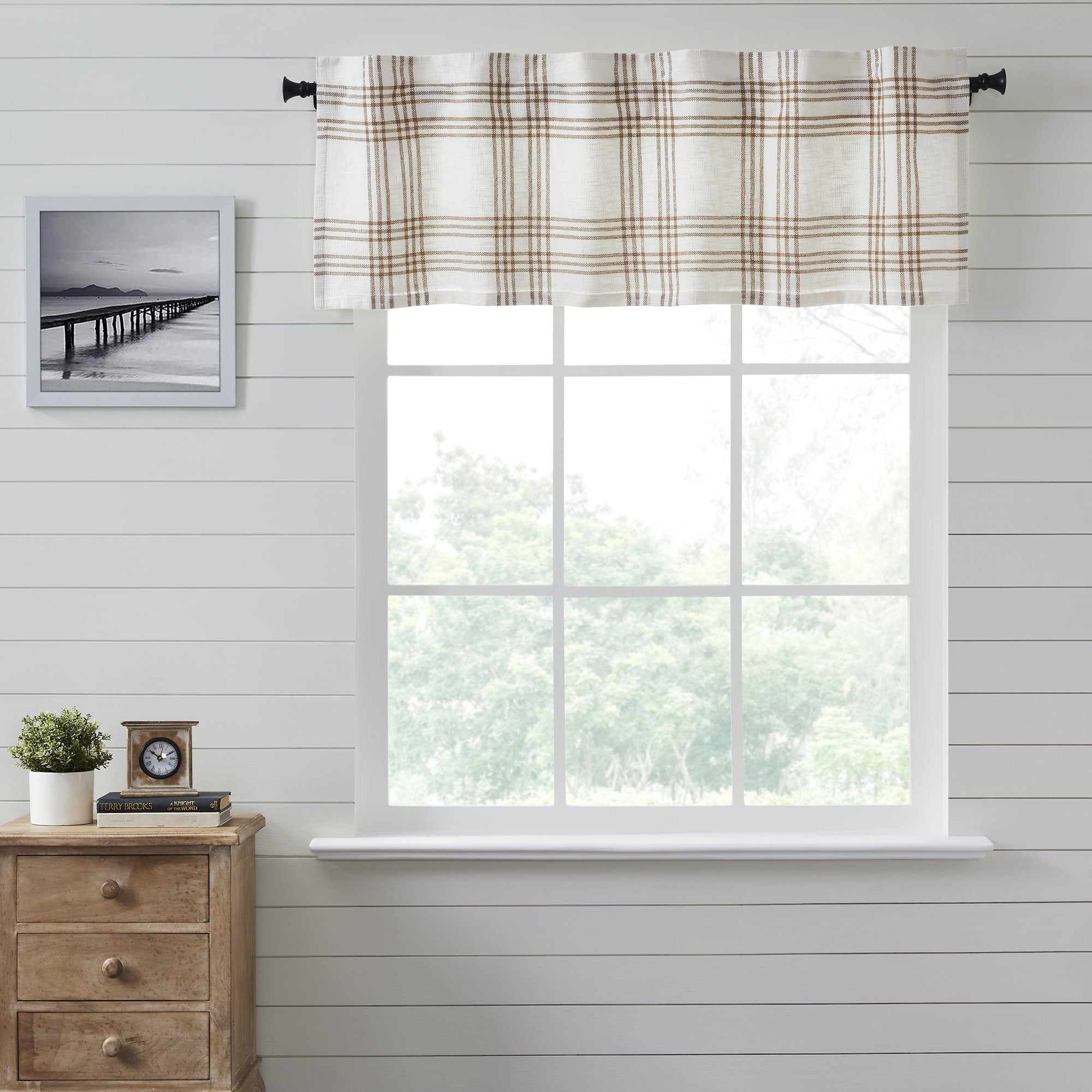 Wheat Plaid Lined Valance 60