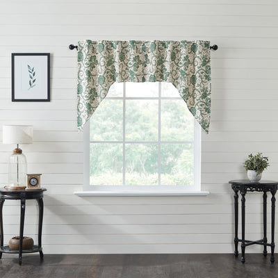 Dorset Green Floral Lined Swag Curtains - Primitive Star Quilt Shop