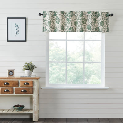 Dorset Green Floral Lined Valance 60" - Primitive Star Quilt Shop