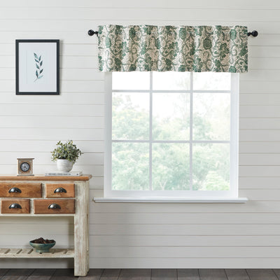 Dorset Green Floral Lined Valance 72" - Primitive Star Quilt Shop