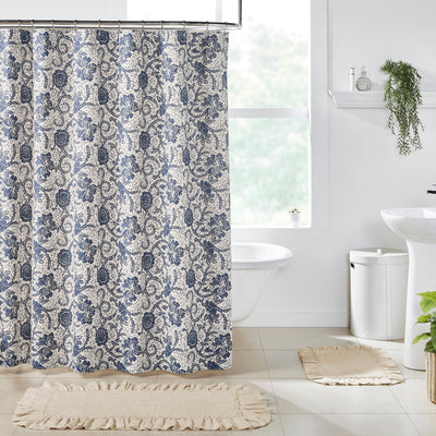 Dorset Navy Floral Shower Curtain - Primitive Star Quilt Shop