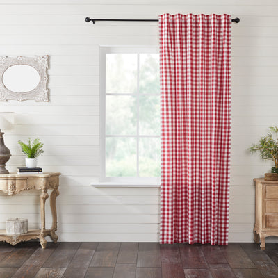 Annie Red Buffalo Check Lined Single Panel Curtain 96" - Primitive Star Quilt Shop