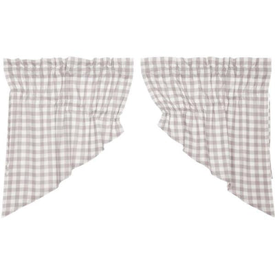 Annie Buffalo Check Grey Lined Prairie Swag Curtains - Primitive Star Quilt Shop