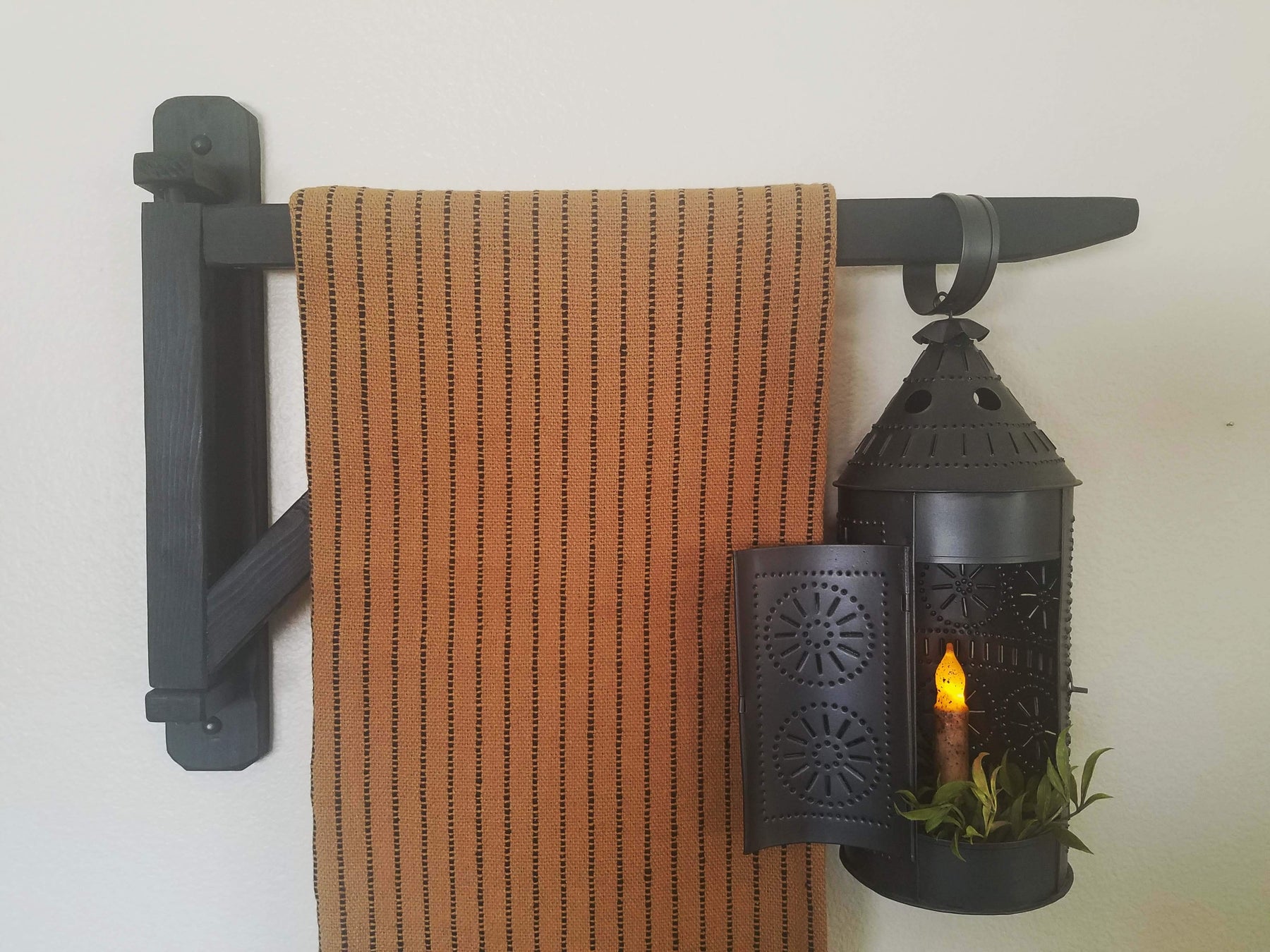 Handmade Black Wood Blanket Crane 24"