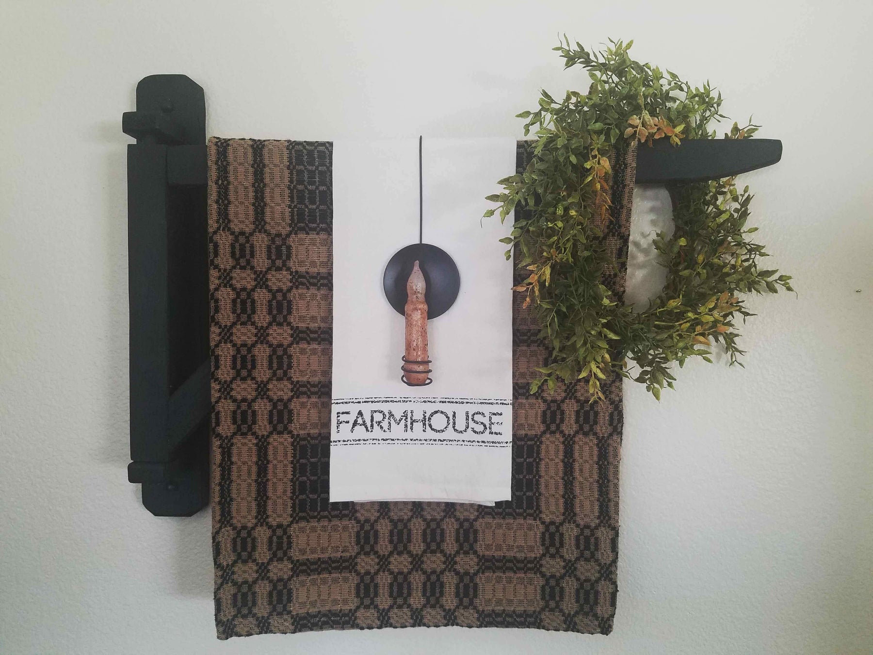 Handmade Black Wood Blanket Crane 24"