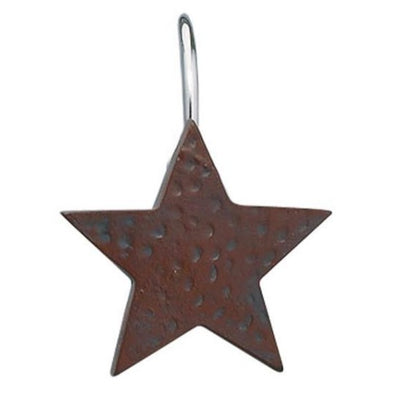 Burgundy Star Shower Curtain Hooks - Set of 12 - Primitive Star Quilt Shop