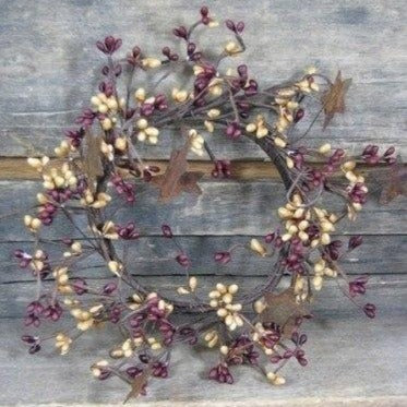 Burgundy and Gold Pip Candle Ring - 4" - Primitive Star Quilt Shop