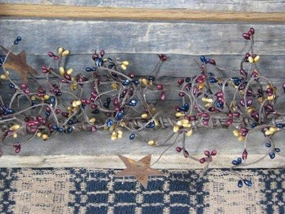 Colonial Pip Berry and Star Garland 40" - Primitive Star Quilt Shop