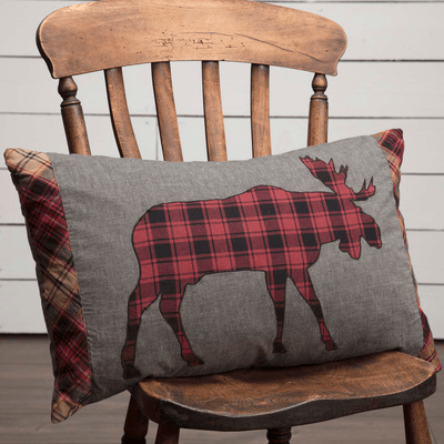 Cumberland Moose Applique Pillow 14x22" Filled - Primitive Star Quilt Shop