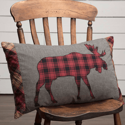 Cumberland Moose Applique Pillow 14x22" Filled - Primitive Star Quilt Shop