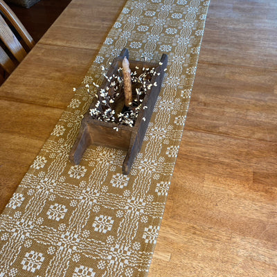 Gettysburg Mustard and Creme Woven Table Runner 56" - Primitive Star Quilt Shop