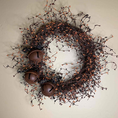 20" Grapevine Wreath with Rusty Bells - Primitive Star Quilt Shop