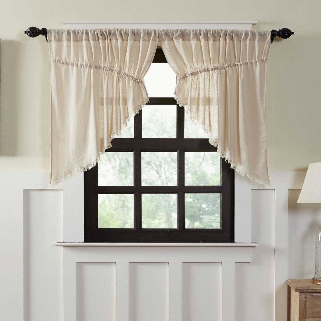 tobacco cloth swag curtains VHC Natural Fringed Tobacco Cloth Prairie Swag Curtains