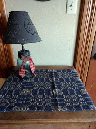 Autumn Frost Navy and Tan Woven Table Runner 32" - Primitive Star Quilt Shop