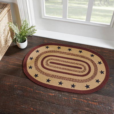 Potomac Stencil Star Oval Braided Rug 24x36" - with Pad - Primitive Star Quilt Shop