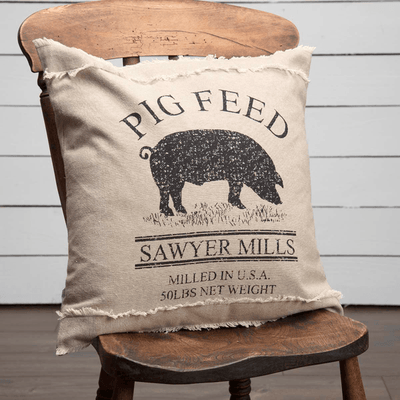 Sawyer Mill Charcoal Pig Pillow 18" Filled - Primitive Star Quilt Shop