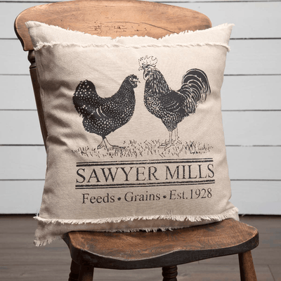Sawyer Mill Charcoal Poultry Pillow 18" Filled - Primitive Star Quilt Shop