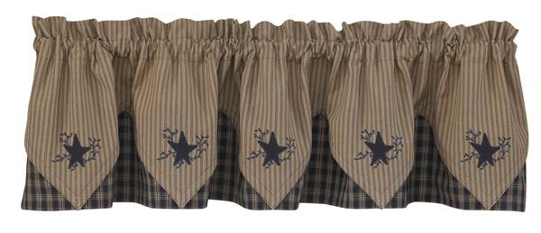 Park Designs Sturbridge Navy Star Embroidered Pointed Valance 72