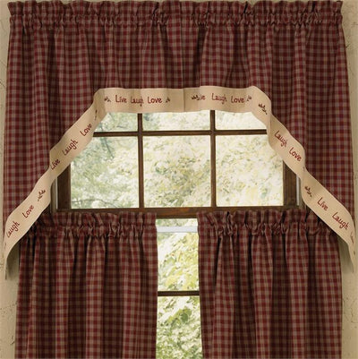 Sturbridge Wine Live Lined Swag Curtains - Primitive Star Quilt Shop