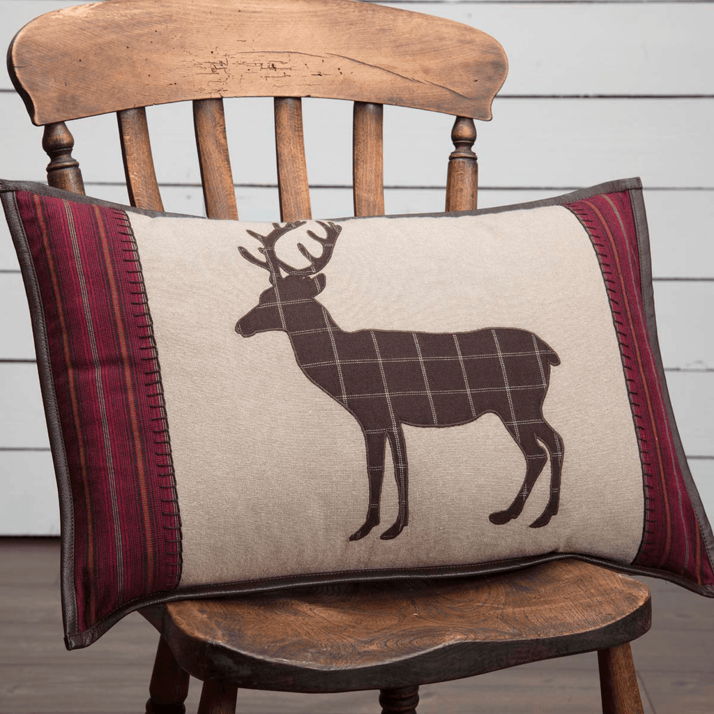 VHC Brands Wyatt Deer Applique Pillow