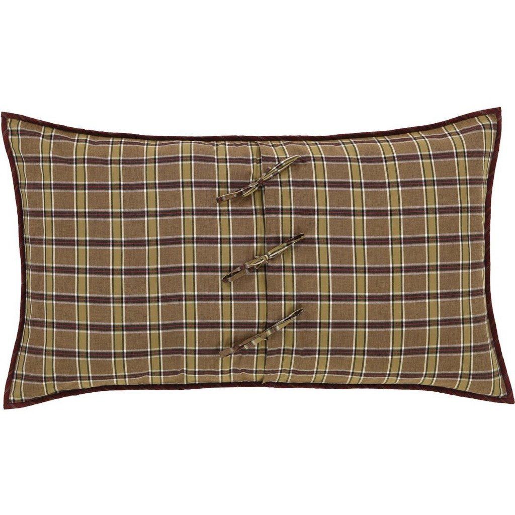 VHC Wyatt Quilted Standard Sham – Country Cabin Lodge Red Black Plaid Pillow Cover